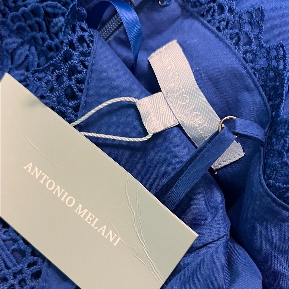 ANTONIO MELANI Mikaela Royal Blue Lace-tiered maxi dress - Picture 5 of 5